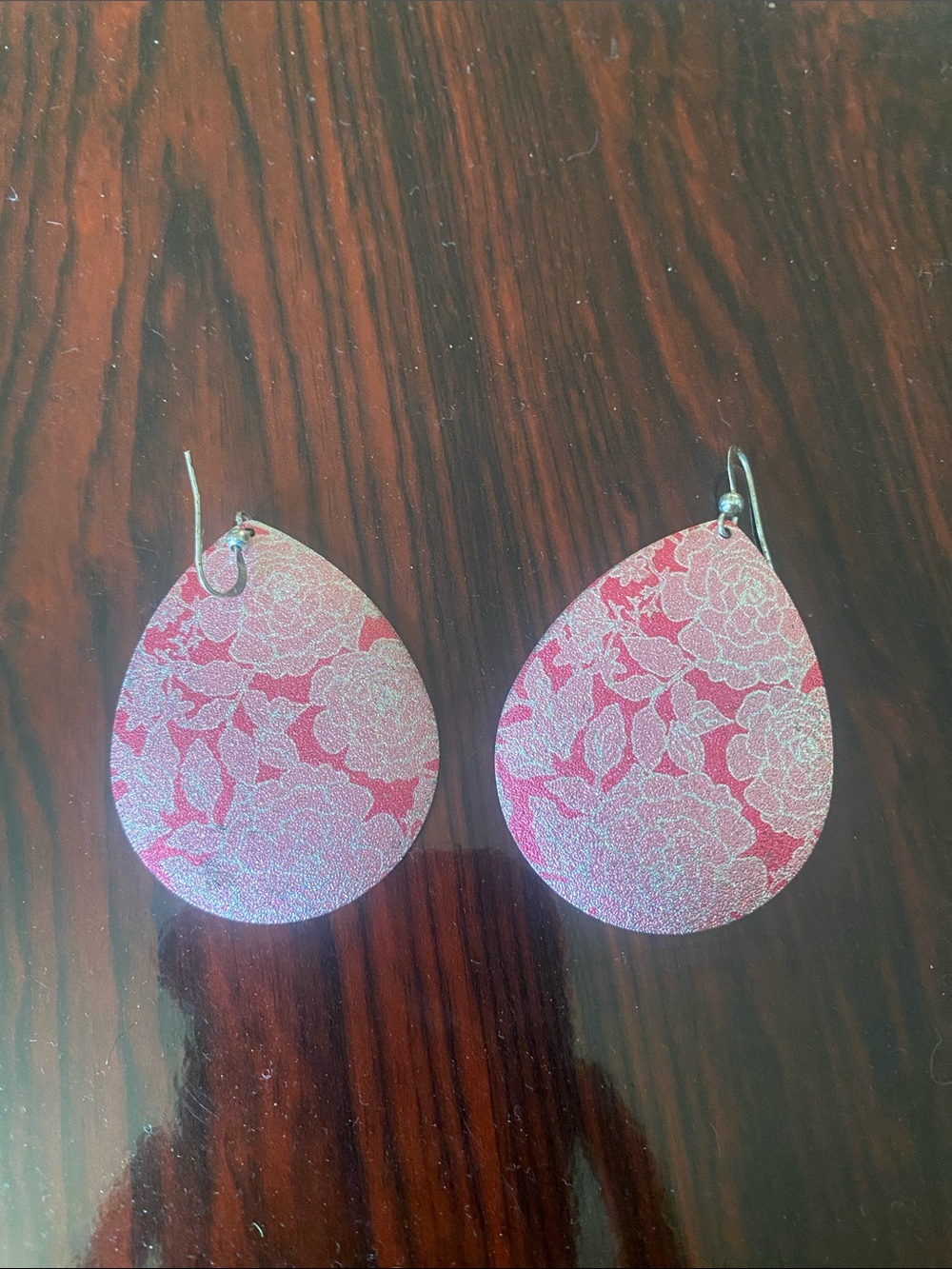 Pink Rose Dangle Earrings